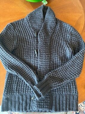 John Varvatos Dark Charcoal Shawl Collar Toggle Cardigan